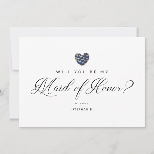 Photo Will You Be My Maid of Honor Navy Heart