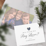 Photo Will You Be My Ring Bearer Navy Heart<br><div class="desc">Custom Photo Will You Be My Ring Bearer Navy Heart Proposal Card. Your tribe are important to you and the way you ask for it too. This card combines the love you have for them and an elegant way of asking them to be part of the most important day of...</div>