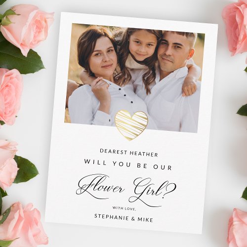 Photo Will You Be Our Flower Girl White Heart Postcard