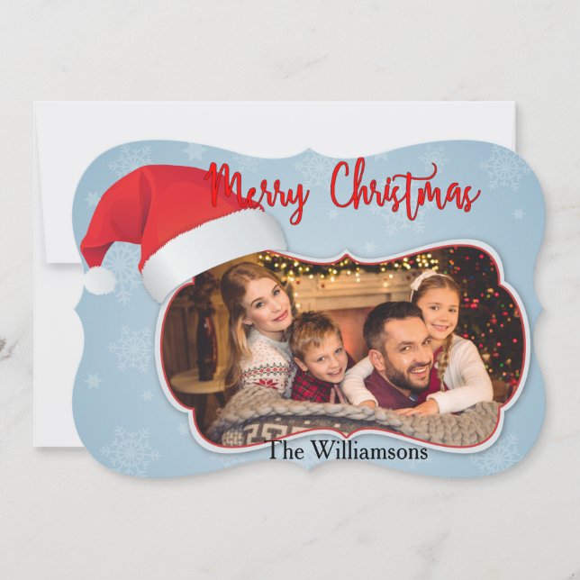 Photo Window With Santa Hat Fancy Cut Christmas Holiday Card (Front)