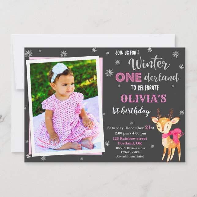 Photo Winter onederland 1st birthday invitation (Front)