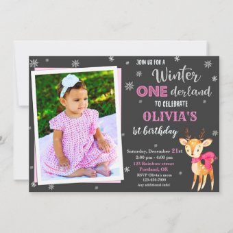 Photo Winter Onederland 1st Birthday Invitation | Zazzle