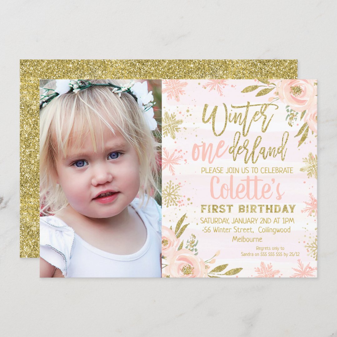 Photo Winter Onederland 1st Birthday Invitation | Zazzle