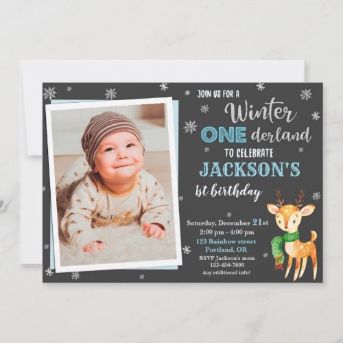 Photo Winter onederland 1st birthday invitation