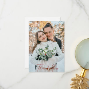 Photo Winter Red Text Wedding Blank Thank You