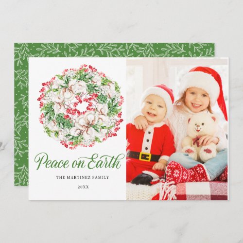 PHOTO Winter Wreath Holiday Flat Christmas Card