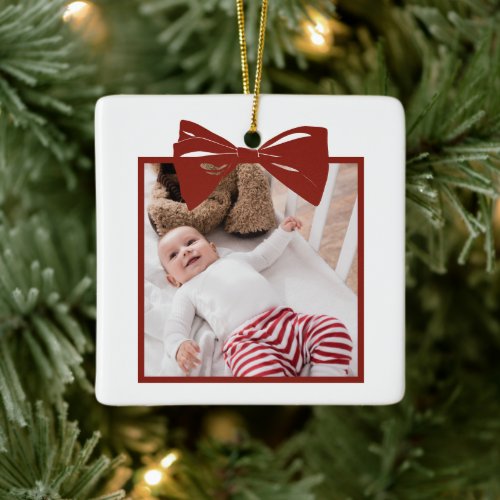 Photo with a Bow Personalized Ceramic Ornament
