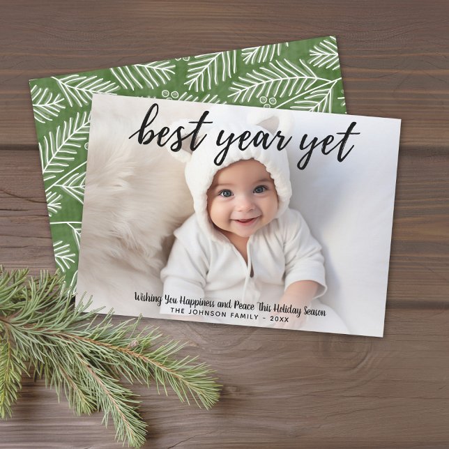 Photo with Best Year Yet - modern Calligraphy Holiday Card (Modern Christmas Card with 1 Photo - Download Option Available)