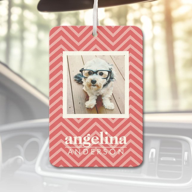 Photo with Chevron Pattern and Custom Name Air Freshener (Custom Air Freshener)
