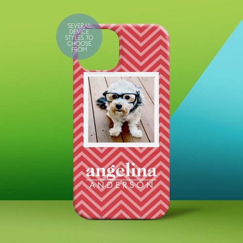 Photo with Chevron Pattern and Custom Name Case_Mate iPhone 14 Case