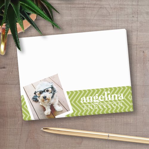 Photo with Chevron Pattern and Custom Name Post_it Notes