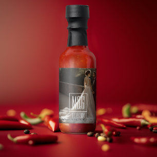 Photo - with elegant monogram for bride and groom hot sauces