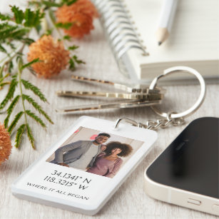 Photo with GPS Coordinates and Photo Personalized Keychain
