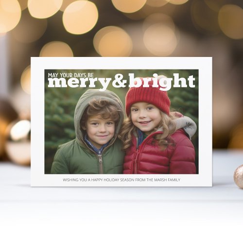 Photo with huge Merry and Bright _ simply red Holiday Card