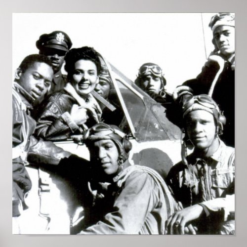 Photo with Lena Horne and Tuskegee Airmen Poster