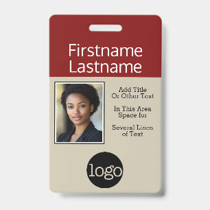 Photo with Logo and Company Information Name Badge