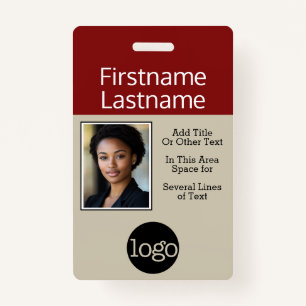 Photo with Logo and Company Information Name Badge
