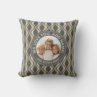 Photo with Love You Mom Grandpa - Manly Pattern Throw Pillow