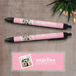 Photo With Modern Chevron Pattern And Custom Name Black Ink Pen at Zazzle
