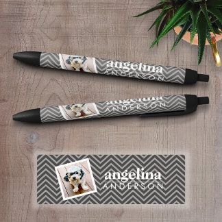 Photo with Modern Chevron Pattern and Custom Name Pen
