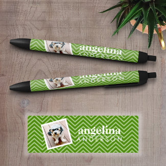 Photo with Modern Chevron Pattern and Custom Name Pen