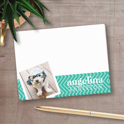 Photo with Modern Chevron Pattern and Custom Name Post_it Notes