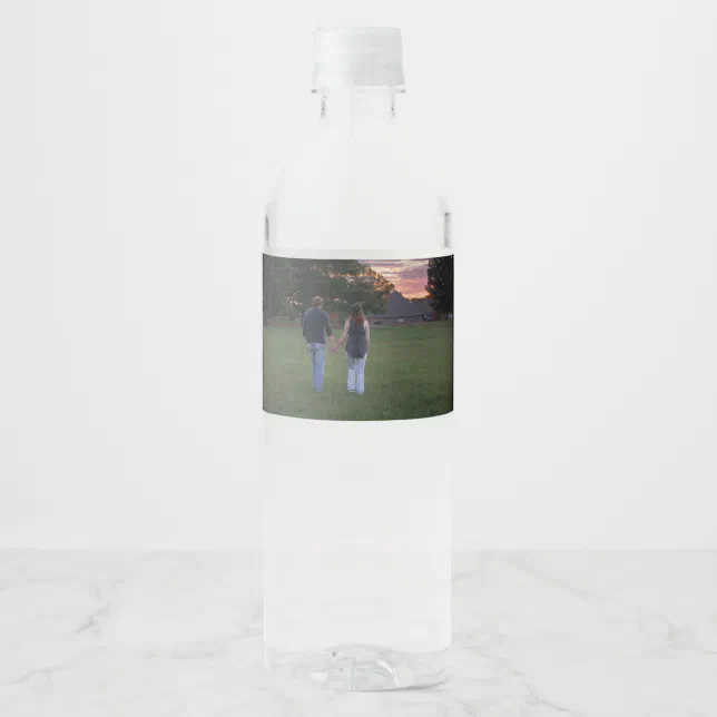 Photo with Monogram Water Bottle Label | Zazzle