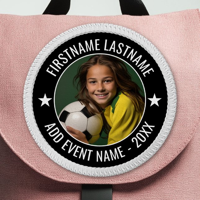 Photo with Name and Special Event - Black Border Patch (Custom Photo Patch)