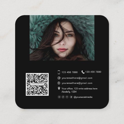 Photo with QR code for performance dancers actress Square Business Card