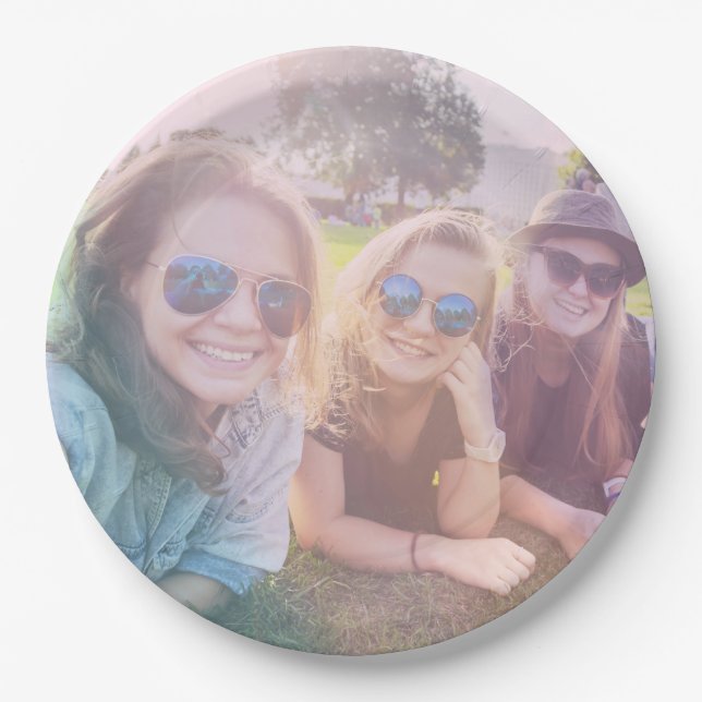 Photo with Rainbow Overlay Effect Paper Plates (Front)