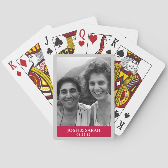 Photo with Red Bar Playing Cards (Back)