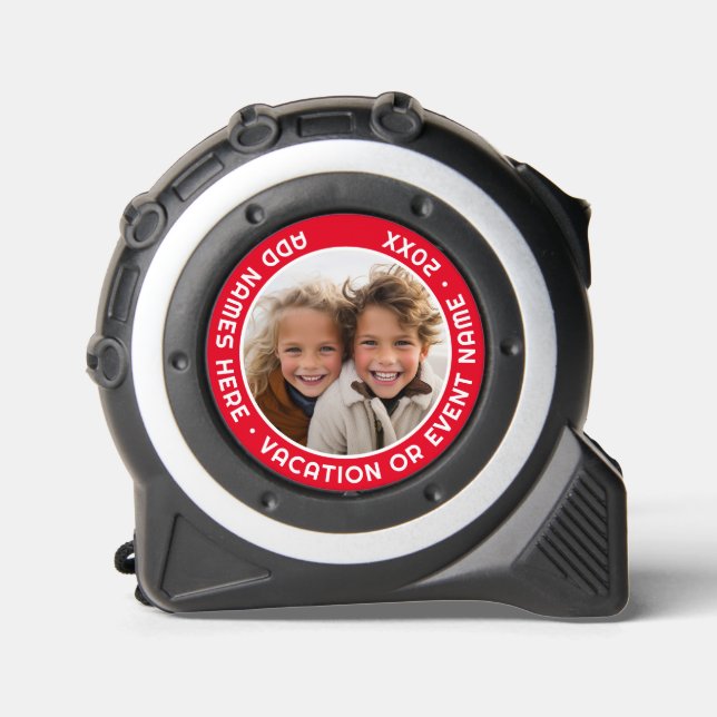 Photo with Red Border and Custom Text Tape Measure (Front)