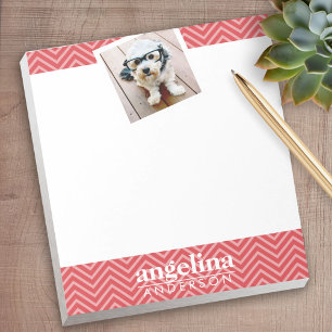 Photo with Red Chevron Pattern Custom Name Notepad