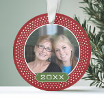 Photo With Red Polka Dot Frame And Custom Year Ornament at Zazzle