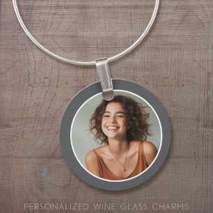 Photo with simple frame modern minimal grey white wine charm