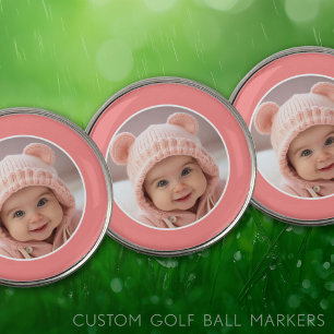 Photo with simple frame modern minimal pink white golf ball marker