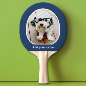 Photo with simple frame - modern text navy white ping pong paddle