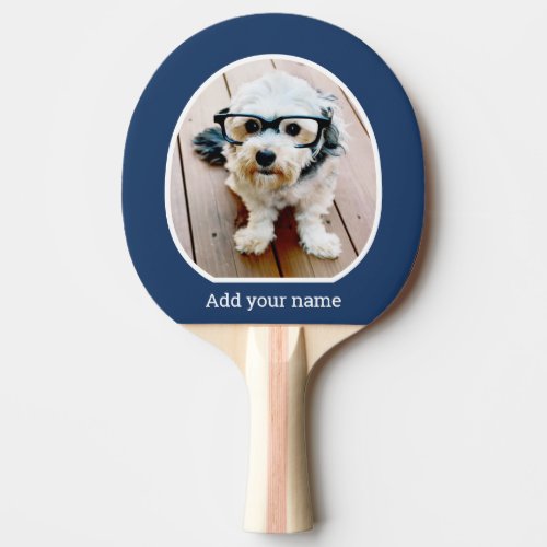 Photo with simple frame _ modern text navy white ping pong paddle