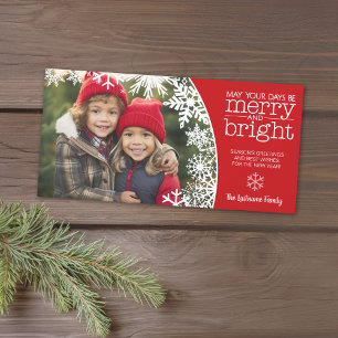 Photo with Snowflakes - merry and bright Christmas Holiday Card