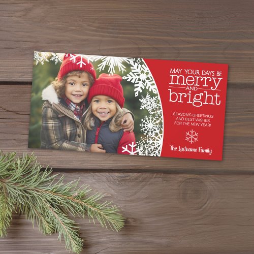 Photo with Snowflakes _ merry and bright Christmas Holiday Card