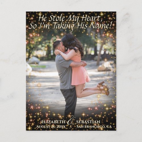 Photo with Sparkles Cute Wedding Save the Date Announcement Postcard