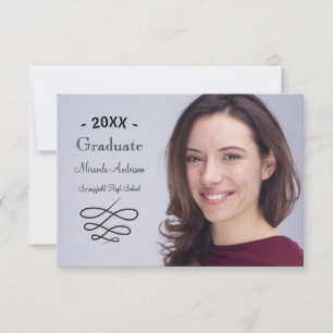 Photo with Swirly Line -3x5Graduation Announcement