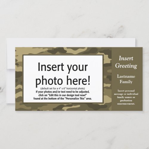 Photo with Tan Camo Military Theme Holiday Card