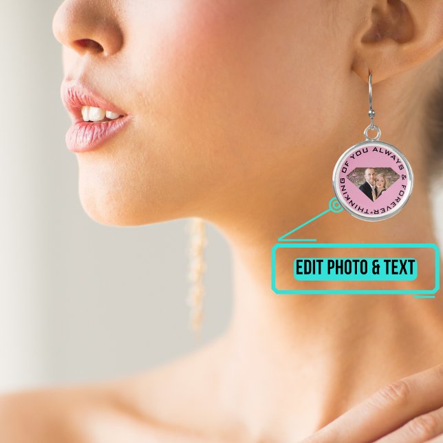Photo with Text in Diamond Shape Earrings (Please enjoy our custom earrings and see the others in the collection.)