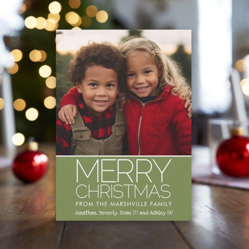 Photo with Whimsical Branches and Modern Font Holiday Card