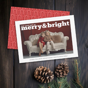 Photo with White Border - Retro Pattern Christmas Holiday Card