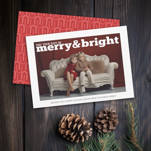 Photo with White Border _ Retro Pattern Christmas Holiday Card