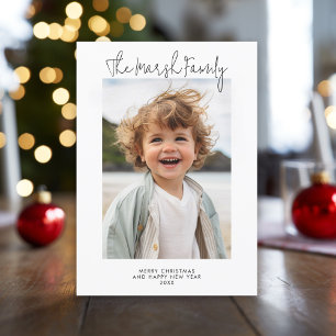 Photo with White Border - simple Merry Christmas Holiday Card