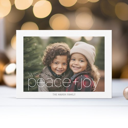 Photo with White Border _ Tribal Pattern Peace Joy Holiday Card