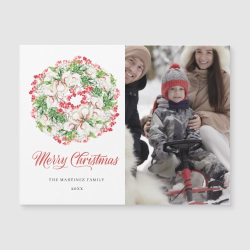 PHOTO Wreath Christmas Holiday Magnetic Card